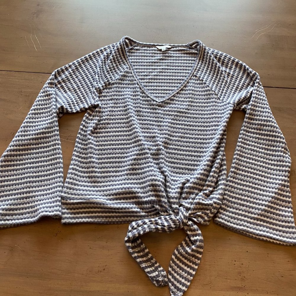Lucky Brand Striped Tie Front Blouse